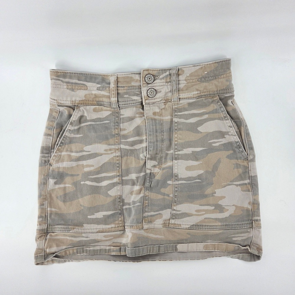 Express Camo Mini Skirt‎ 6 Gray Beige High Rise Stretch Utility Boho Streetwear